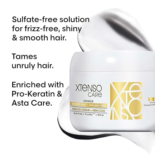 L'Oréal Professionnel Xtenso Care Sulfate-Free Masque for Frizz-Free, Shiny & Manageable Hair 196gms | With Pro Keratin & Asta Care | For Men & Women | Unruly, Unmanageable Hair