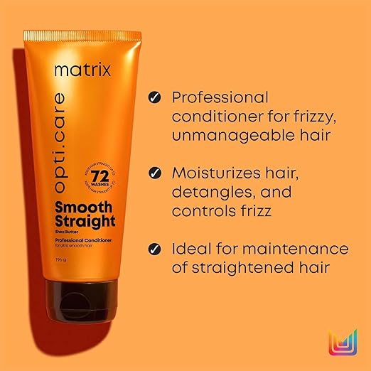 MATRIX Opti.Care Professional ANTI-FRIZZ Conditioner | For Salon Smooth, Straight hair | with Shea Butter (196g)