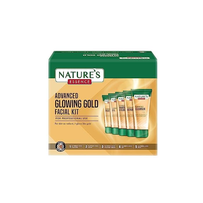 Nature's Essence Advanced Glowing Gold Facial Kit 500gm for Skin so Rediant & No Added Ammonia