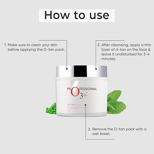 O3+ D-TAN Pack for Instant Tan Removal & Sun Damage Protection Infused with Mint and Eucalyptus Oil Ideal for All Skin Types