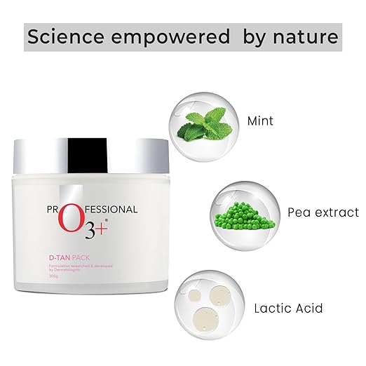 O3+ D-TAN Pack for Instant Tan Removal & Sun Damage Protection Infused with Mint and Eucalyptus Oil Ideal for All Skin Types