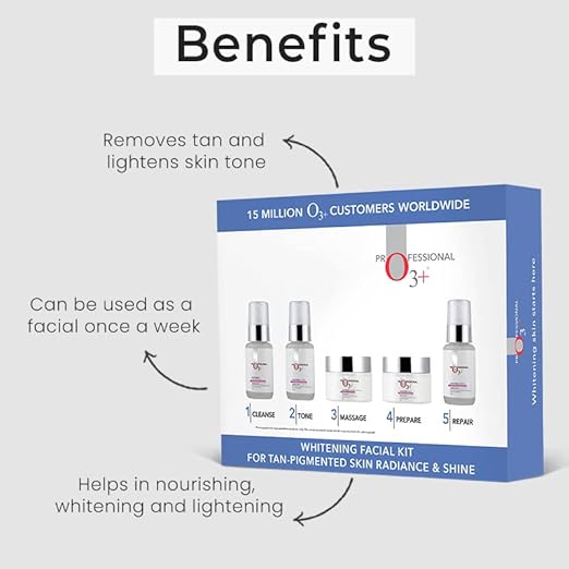 O3+ Whitening Facial Kit for Tan-Pigmented Skin (150ml+100gm)