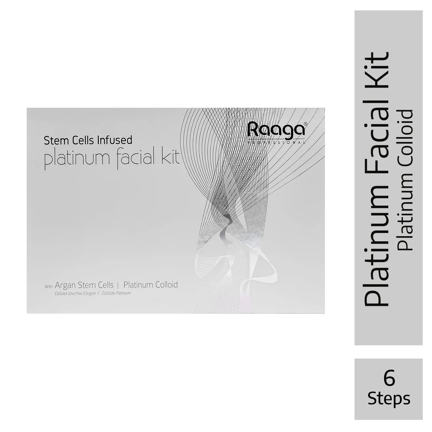 Raaga Professional Stem Cells Infused Platinum 6 Step Facial Kit | Platinum Colloid, Argan Stem Cells | Restores Skin's Moisture (61 gm)