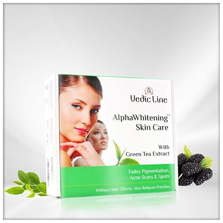 Vedic Line Alpha Whitening Skin Care Facial Kit For Glowing And Smooth Skin With Green Tea Extract To Reduce Acne And Dark Spots (Scrub, Massage Cream, Face Pack, Cream), 350Ml