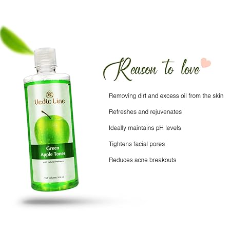 Vedic Line Green Apple Toner, Reduces Acne Breakouts, Dark Spots With Green Apple Extract For Refreshes And Rejuvenates Skin, 500 Ml