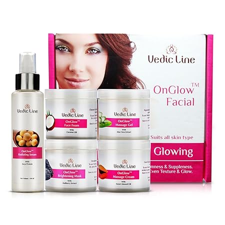 Vedicline Onglow Facial Kit For Glowing, Smooth And Clear Skin With The Goodness Of Aloe Vera, Vitamin C And Mulberry Extracts, 500ml